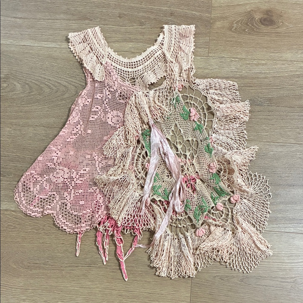 Elegant Pink Crochet Tunic Top